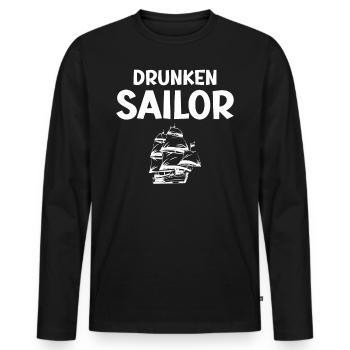 Drunken Sailor - Boat Captain - Men's Premium Organic Long Sleeve Shirt - black - Front - Nico (187cm)