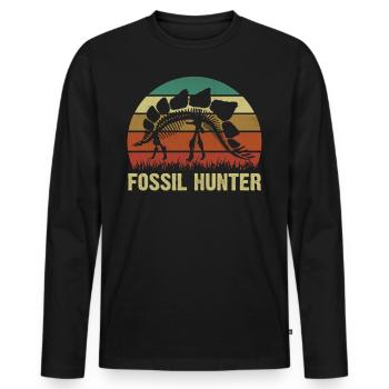 Archaeology Saying - Fossil Hunter - Männer Premium Bio Langarmshirt - Schwarz - Vorne - Nico (187cm)