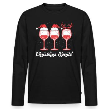 Spiritueux de Noël Verres de Vin Vacances - T-shirt manches longues Premium bio Homme - noir - Devant - Nico (187cm)