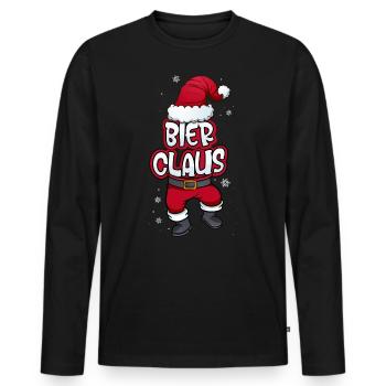 Bier Claus Weihnachtsmann Kostüm Familien Outfit - Männer Premium Bio Langarmshirt - Schwarz - Vorne - Nico (187cm)