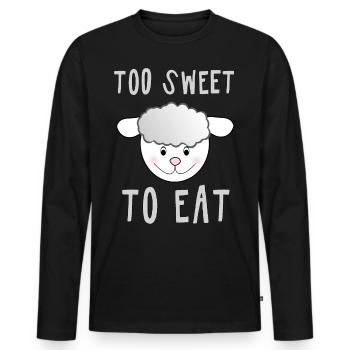 Sheep - TOO SWEET TO EAT - vegan fun4m3animal - Men's Premium Organic Long Sleeve Shirt - black - Front - Nico (187cm)