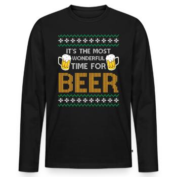 X-Mas Saying - It's the Most Wonderful Time For a - Men's Premium Organic Long Sleeve Shirt - black - Front - Nico (187cm)