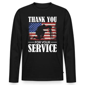 Veterans Day - Thank You For Your Service - Patrio - Men's Premium Organic Long Sleeve Shirt - black - Front - Nico (187cm)