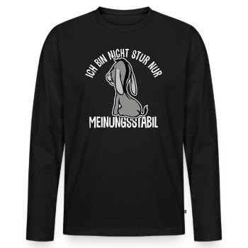 Ich bin nicht stur - nur meinungsstabil Esel - Männer Premium Bio Langarmshirt - Schwarz - Vorne - Nico (187cm)
