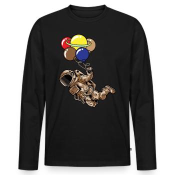 Spaceman Moon Planets Astronaut Space Balloons - Männer Premium Bio Langarmshirt - Schwarz - Vorne - Nico (187cm)