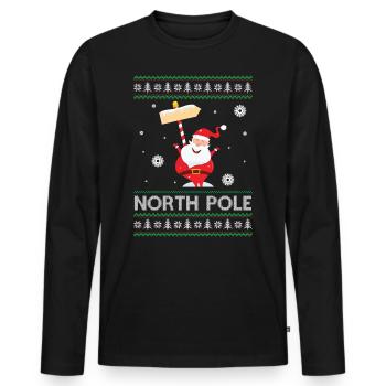 Pole Dancing Santa Claus Pun Joke - North Pole - Men's Premium Organic Long Sleeve Shirt - black - Front - Nico (187cm)