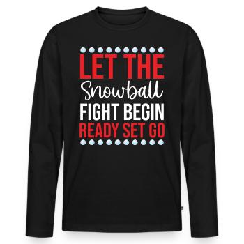 Bataille de boules de neige - Que la bataille de boules de neige commence à lire - T-shirt manches longues Premium bio Homme - noir - Devant - Nico (187cm)
