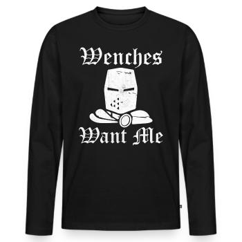 Ren Fair Renaissance Festival Saying - Wenches Wan - Men's Premium Organic Long Sleeve Shirt - black - Front - Nico (187cm)