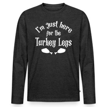 Ren Fair Saying Slogan - I'm Just Here For The Tur - Men's Premium Organic Long Sleeve Shirt - heather anthracite - Front - Nico (187cm)