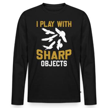 Fauconnier Je joue avec des objets tranchants - T-shirt manches longues Premium bio Homme - noir - Devant - Nico (187cm)