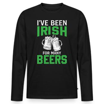 La Saint-Patrick dit que je suis irlandais depuis beaucoup - T-shirt manches longues Premium bio Homme - noir - Devant - Nico (187cm)