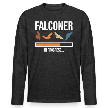 Fauconnier en cours - T-shirt manches longues Premium bio Homme - anthracite chiné - Devant - Nico (187cm)