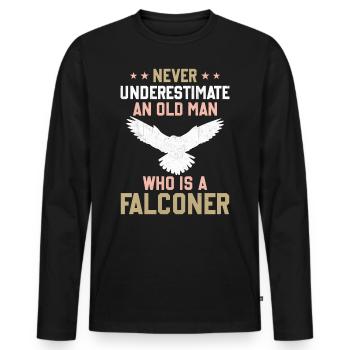 La fauconnerie ne sous-estime jamais un vieil homme qui est un f - T-shirt manches longues Premium bio Homme - noir - Devant - Nico (187cm)