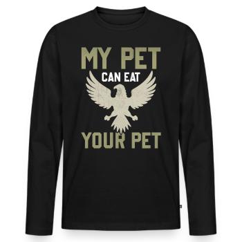 Falconry Falconer My Pet Can Eat Your Pet - Men's Premium Organic Long Sleeve Shirt - black - Front - Nico (187cm)