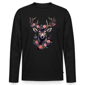 Remplacement dirndl cerf bois cerf cerf - T-shirt manches longues Premium bio Homme - noir - Devant - Nico (187cm)