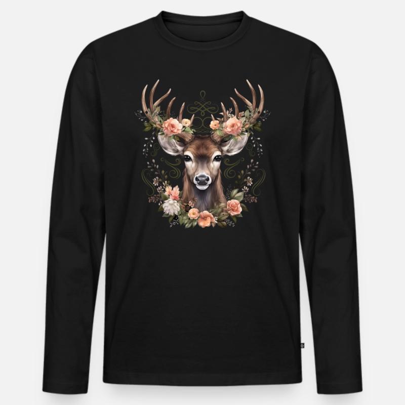 Ersatz Dirndl Hirschgeweih Hirsch - Männer Premium Bio Langarmshirt - Schwarz