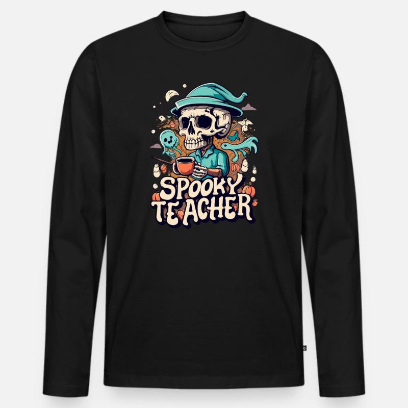 Lehrer Halloween - Männer Premium Bio Langarmshirt - Schwarz