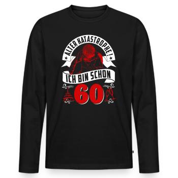 60. Geburtstag Mann Geschenk lustig Geburtstag 60 - Männer Premium Bio Langarmshirt - Schwarz - Vorne - Nico (187cm)