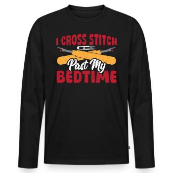 Cross Stitch After Bedtime Cross Stitch - Men's Premium Organic Long Sleeve Shirt - black - Front - Nico (187cm)