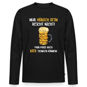 Bier Biertrinker Saufen Spruch Malle Party - Männer Premium Bio Langarmshirt - Schwarz - Vorne - Nico (187cm)