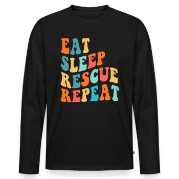 Eat Sleep Rescue Repeat Dog Rescue Animal Rescue - Men's Premium Organic Long Sleeve Shirt - black - Front - Nico (187cm)