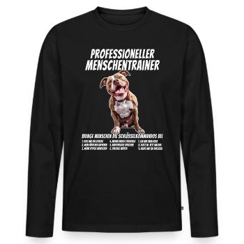 Professioneller Menschentrainer American Pitbull - Männer Premium Bio Langarmshirt - Schwarz - Vorne - Nico (187cm)