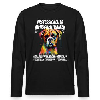 Professioneller Menschentrainer Boxer Hund Doggo - Männer Premium Bio Langarmshirt - Schwarz - Vorne - Nico (187cm)