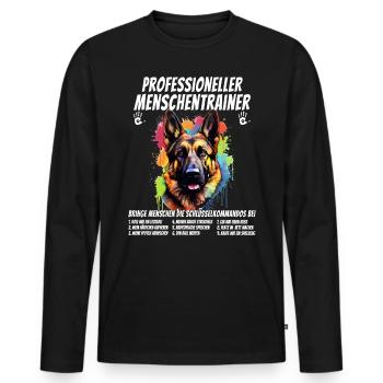 Professioneller Mnschentrainer Schäferhund Hund - Männer Premium Bio Langarmshirt - Schwarz - Vorne - Nico (187cm)