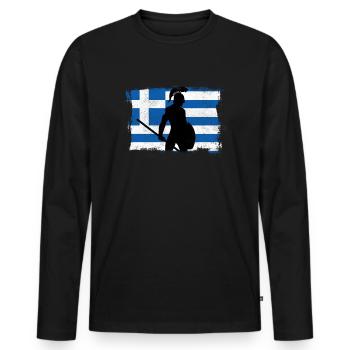 Proud Sparta Greece Gift Idea Gift - Men's Premium Organic Long Sleeve Shirt - black - Front - Nico (187cm)