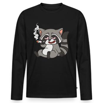 Raton laveur raton laveur Stoner raton laveur - T-shirt manches longues Premium bio Homme - noir - Devant - Nico (187cm)