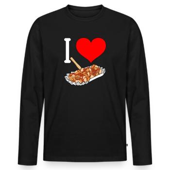 Saucisse de curry curry saucisse saucisse rôtie Ruhrpott berlinois - T-shirt manches longues Premium bio Homme - noir - Devant - Nico (187cm)
