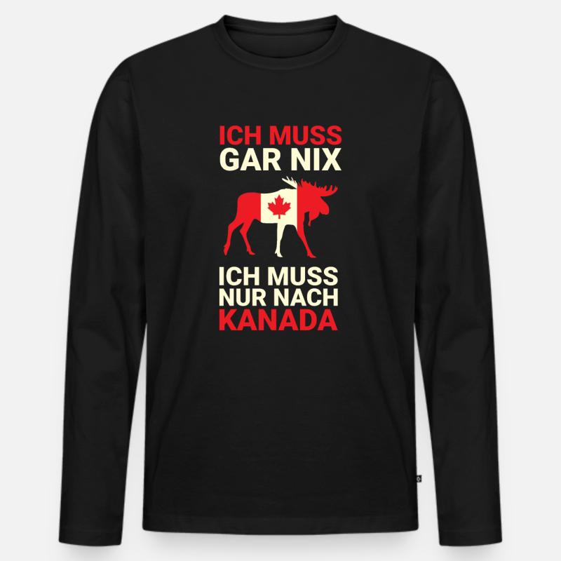 Ich muss nur nach Kanada - Männer Premium Bio Langarmshirt - Schwarz