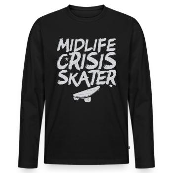 Midlife Crisis Skater Skateboard Skateboarding - Men's Premium Organic Long Sleeve Shirt - black - Front - Nico (187cm)