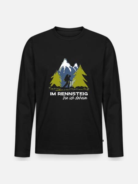 Rennsteig - Männer Premium Bio Langarmshirt - Schwarz