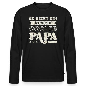 Cooler Papa Spruch, Vintage Look, Vatertag - Männer Premium Bio Langarmshirt - Schwarz - Vorne - Nico (187cm)