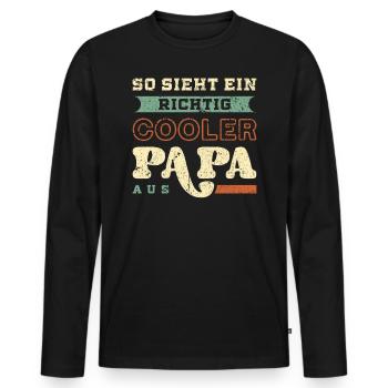 Cooler Papa Spruch, Vintage Look, Vatertag - Männer Premium Bio Langarmshirt - Schwarz - Vorne - Nico (187cm)