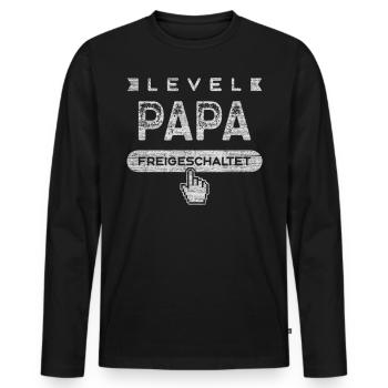 Frischgebackener Papa, Level Papa - Männer Premium Bio Langarmshirt - Schwarz - Vorne - Nico (187cm)