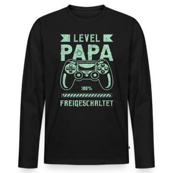 Für Papa zur Geburt, Level Papa, Game Controller - Männer Premium Bio Langarmshirt - Schwarz - Vorne - Nico (187cm)