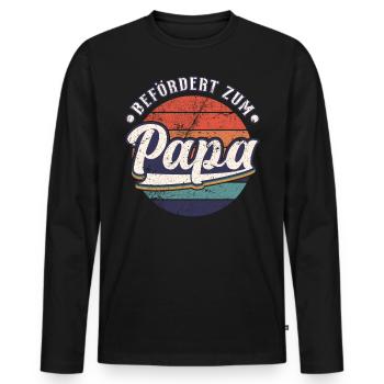 Frischgebackener Papa, Befördert zum Papa - Männer Premium Bio Langarmshirt - Schwarz - Vorne - Nico (187cm)
