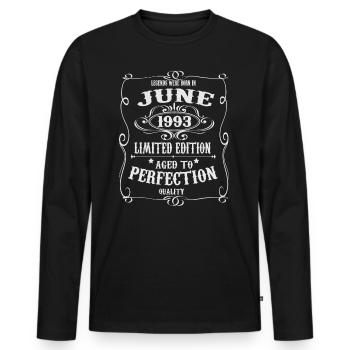 Les légendes sont nées en juin 1993 - T-shirt manches longues Premium bio Homme - noir - Devant - Nico (187cm)