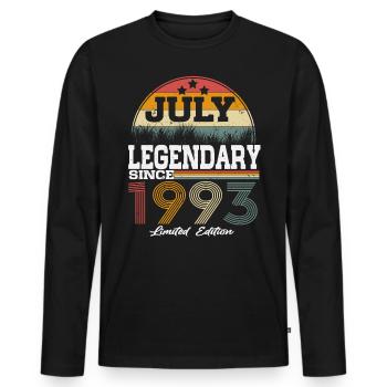 Les légendes sont nées en juillet 1993 - T-shirt manches longues Premium bio Homme - noir - Devant - Nico (187cm)