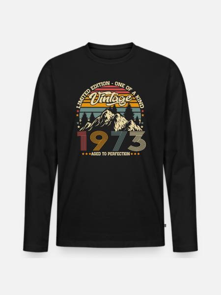 Vintage 1973 Vintage fødselsdag retro gave - Premium økologisk langærmet T-shirt til mænd - sort