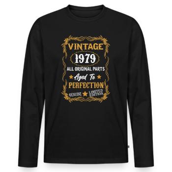 Vintage 1979 Vintage né cadeau d’anniversaire - T-shirt manches longues Premium bio Homme - noir - Devant - Nico (187cm)