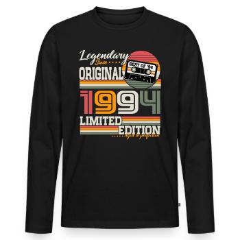 Legendary Since 1994 Vintage Birthday Gift - Men's Premium Organic Long Sleeve Shirt - black - Front - Nico (187cm)