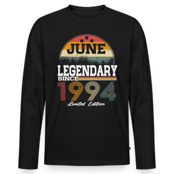 Legends est né en juin 1994 - T-shirt manches longues Premium bio Homme - noir - Devant - Nico (187cm)