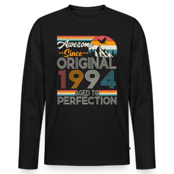 Original 1994 Jahrgang Vintage Retro Geburtstag - Männer Premium Bio Langarmshirt - Schwarz - Vorne - Nico (187cm)