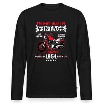 1954 Vintage Birthday Vintage Motorcycle - Men's Premium Organic Long Sleeve Shirt - black - Front - Nico (187cm)