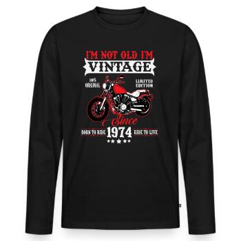 1974 Jahrgang Geburtstag Vintage Motorrad - Männer Premium Bio Langarmshirt - Schwarz - Vorne - Nico (187cm)
