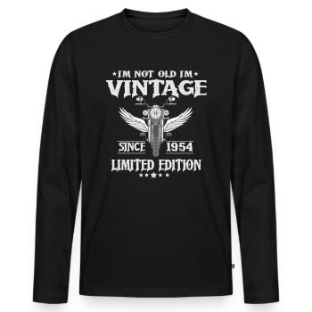 1954 Vintage Birthday Vintage Retro Motorcycle - Men's Premium Organic Long Sleeve Shirt - black - Front - Nico (187cm)
