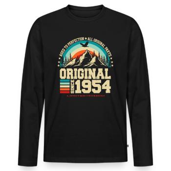 Jahrgang 1954 geboren Vintage Geburtstag Geschenk - Männer Premium Bio Langarmshirt - Schwarz - Vorne - Nico (187cm)